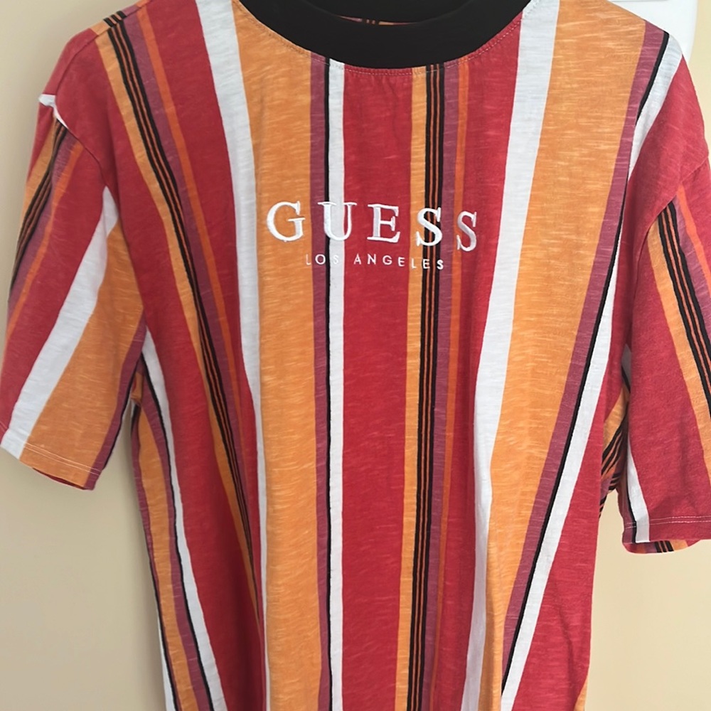 Red orange striped guess cotton shirt